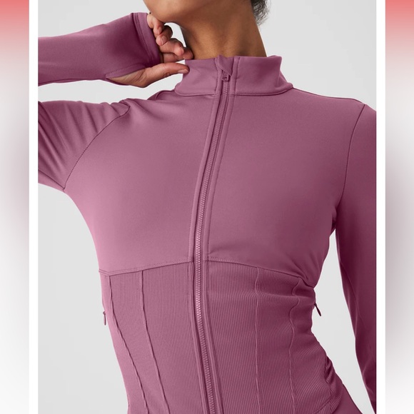 ALO Airbrush Corset Full Zip Jacket, Soft Mulberry, XS - Picture 4 of 10